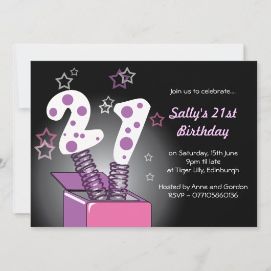 Invitation Spring Box 21st Birthday Party - rose & violet (Devant)