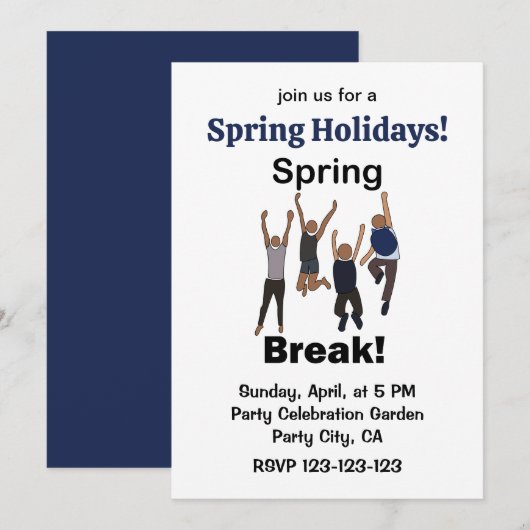 Invitation Spring Break Holidays Friendship  (Devant / Derrière)