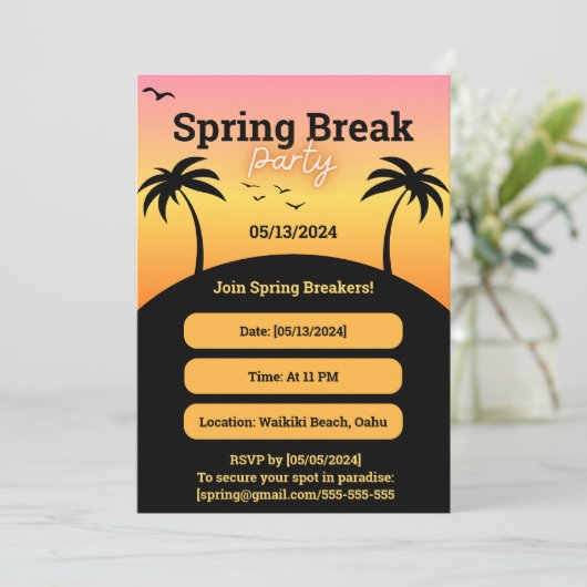 Invitation Spring Break Party (Debout devant)