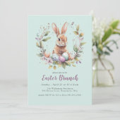 Invitation Spring Bunny Wreath Easter Brunch Holiday (Debout devant)