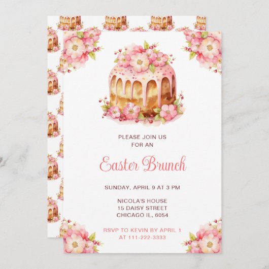 Invitation Spring Cake Easter Brunch (Devant / Derrière)