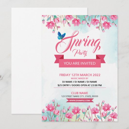 Invitation Spring Celebration Party Flyer (Devant / Derrière)