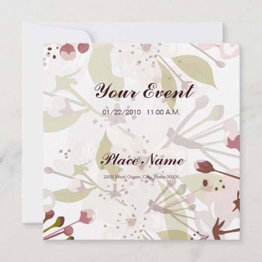 Invitation Spring Cherry Blossoms 5,25 x 5,25 (Devant)