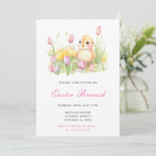 Invitation Spring Chick Easter Brunch (Debout devant)