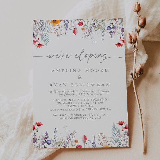 Invitation Spring Colorful Wildflower Elopement Reception