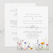 Invitation Spring Colorful Wildflower Front & Back Wedding (Devant / Derrière)
