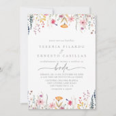 Invitation Spring Colorful Wildflower Spanish Wedding (Devant)