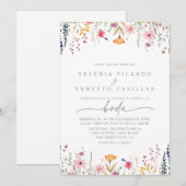 Invitation Spring Colorful Wildflower Spanish Wedding (Devant / Derrière)