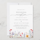 Invitation Spring Colorful Wildflower Wedding Reception (Devant)