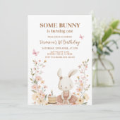 Invitation Spring Cute Bunny Rabbit 1st Birthday  (Debout devant)