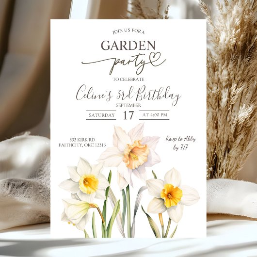 Invitation Spring Daffodil Garden Birthday Party