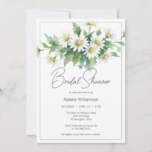 Invitation Spring Daisies Bridal Shower  (Devant)