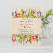 Invitation Spring Floral 1er fête de pique-nique d'anniversai (Debout devant)