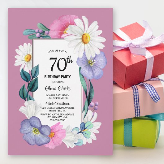 Invitation Spring Floral 70e fête d'anniversaire