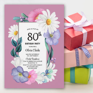 Invitation Spring Floral 80e fête d'anniversaire