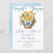 Invitation Spring Floral Blue Coquette Baby Shower (Devant / Derrière)