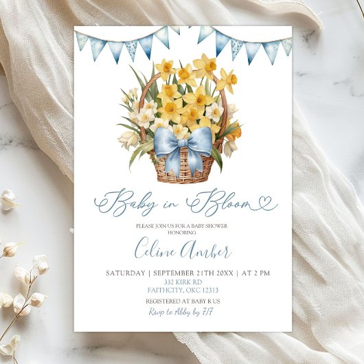 Invitation Spring Floral Blue Coquette Baby Shower