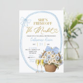 Invitation Spring Floral Blue Coquette Daisy Bridal Shower (Debout devant)