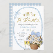Invitation Spring Floral Blue Coquette Daisy Bridal Shower (Devant / Derrière)