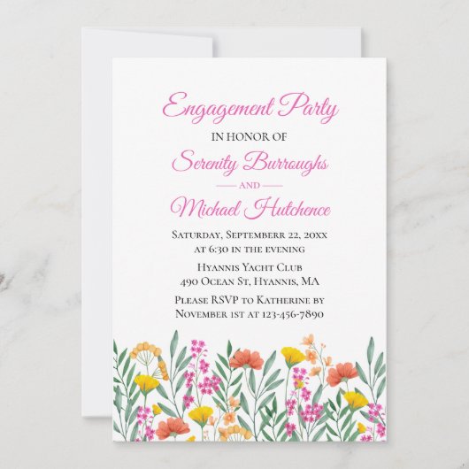 Invitation Spring Floral Boho Fleur sauvage (Devant)