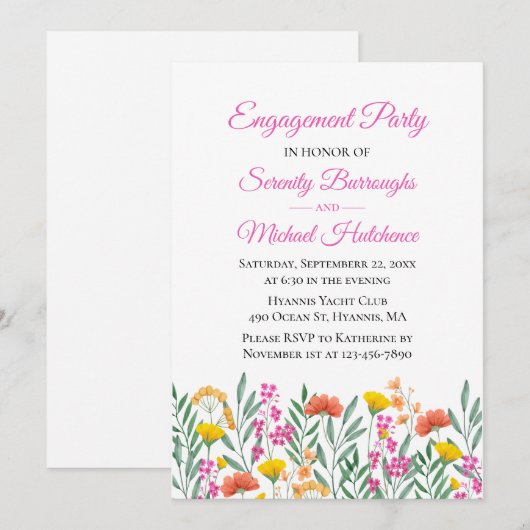 Invitation Spring Floral Boho Fleur sauvage (Devant / Derrière)