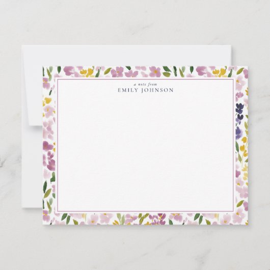 Invitation Spring Floral Border Note Card (Devant)