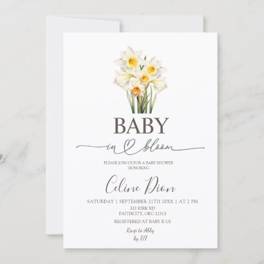 Invitation Spring Floral Daffodil Baby in Bloom (Devant)