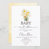 Invitation Spring Floral Daffodil Baby in Bloom (Devant / Derrière)