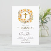 Invitation Spring Floral Daffodil Wreath Baptism (Debout devant)