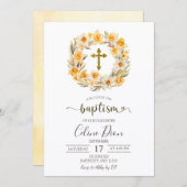 Invitation Spring Floral Daffodil Wreath Baptism (Devant / Derrière)