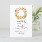 Invitation Spring Floral Daffodil Wreath Birthday Party (Debout devant)