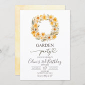 Invitation Spring Floral Daffodil Wreath Birthday Party (Devant / Derrière)
