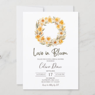 Invitation Spring Floral Daffodil Wreath Bridal Shower