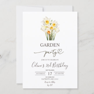 Invitation Spring Floral Daffodil Wreath Garden Party