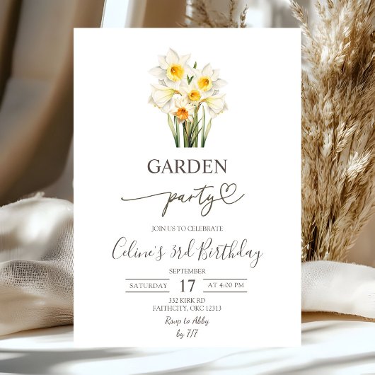 Invitation Spring Floral Daffodil Wreath Garden Party