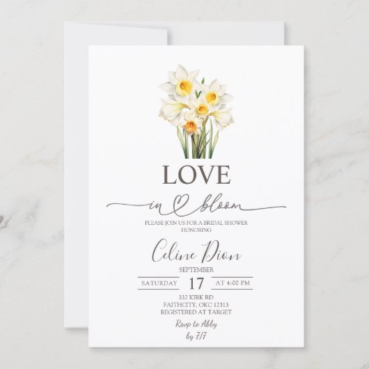 Invitation Spring Floral Daffodil Wreath Love in Bloom (Devant)