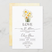 Invitation Spring Floral Daffodil Wreath Love in Bloom (Devant / Derrière)