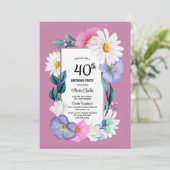 Invitation Spring Floral fête du 40e anniversaire (Debout devant)