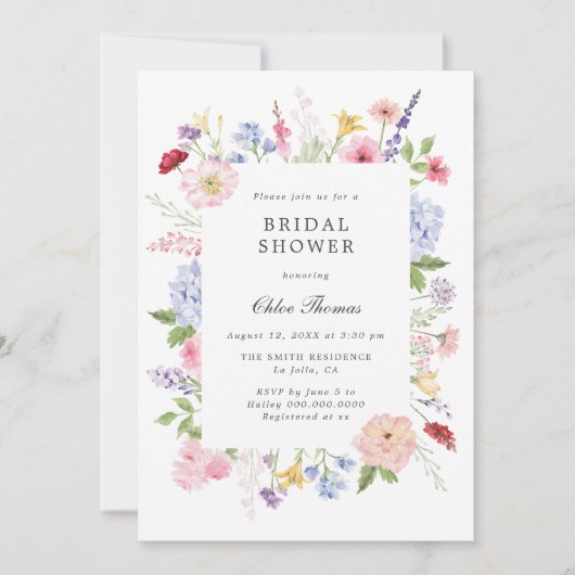 Invitation Spring Floral Frame Bridal Shower (Devant)
