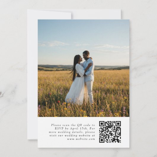 Invitation Spring Floral Meadow QR Code Photo Wedding (Dos)