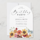 Invitation Spring Floral Modern Arch Womans Birthday Party (Devant)