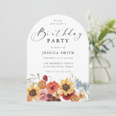 Invitation Spring Floral Modern Arch Womans Birthday Party (Debout devant)