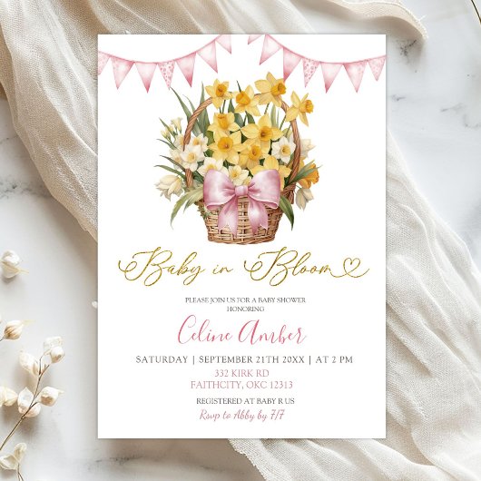 Invitation Spring Floral Pink Coquette Baby Shower