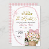 Invitation Spring Floral Pink Coquette Daisy Bridal Shower (Devant / Derrière)