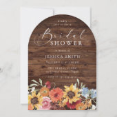 Invitation Spring Floral Rustic Wood Modern Bridal Shower  (Devant)