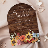 Invitation Spring Floral Rustic Wood Modern Bridal Shower