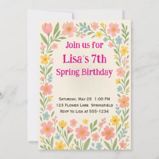 Invitation Spring Flower Birthday