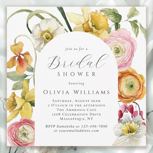 Invitation Spring Garden Bright Floral Bridal Shower 