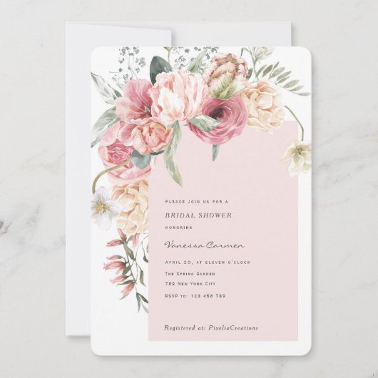 Invitation Spring Garden Elegant Aquarelle romantique chic (Devant)