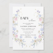 Invitation Spring Garden Rose violet Fleur sauvage Baby showe (Devant)